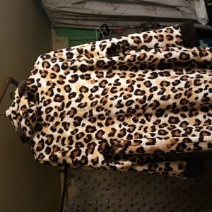 Leopard union suit XL PJ couture brand plush fleece 100 polyester